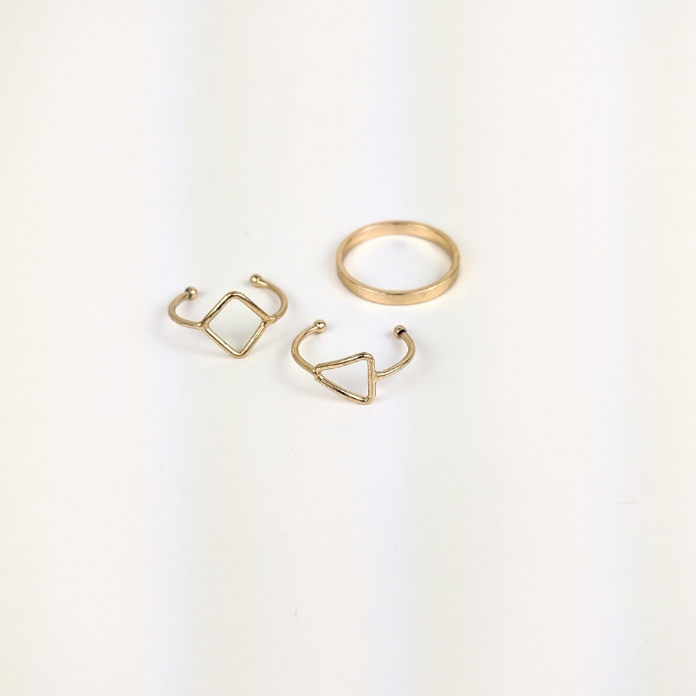Downtown East 14K Gold Plated Set of 3 Midi Rings